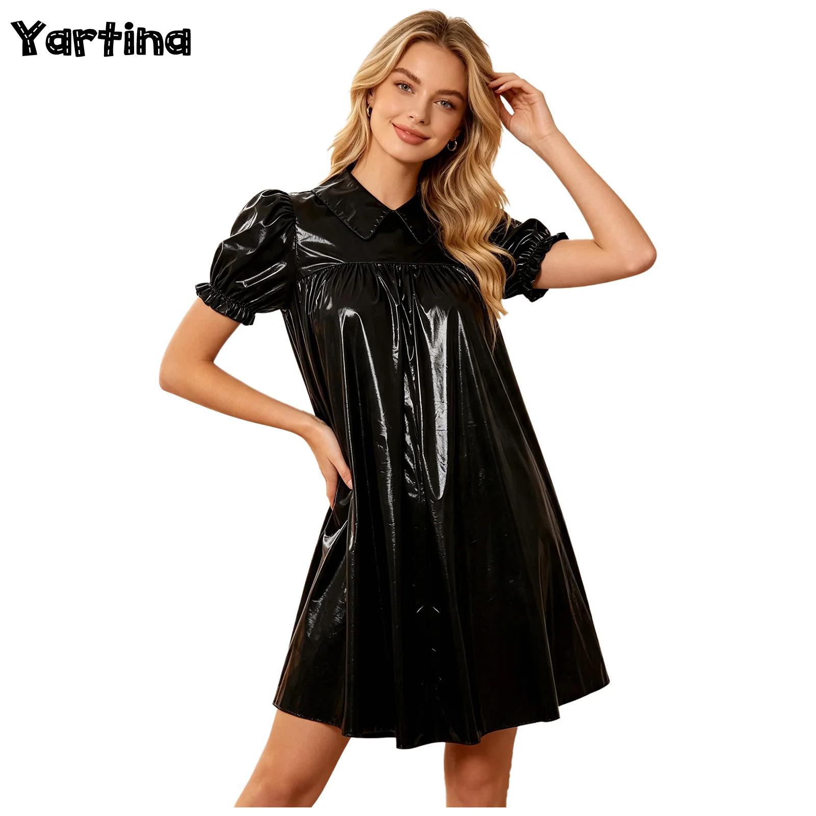 Women'S Fashion Victorian - فستان نسائي لامع من PVC مقاوم