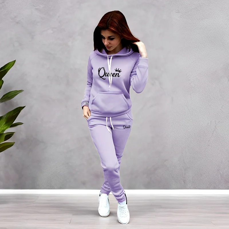 Women Queen Fashion - بدلة رياضية نسائية بطباعة حروف 