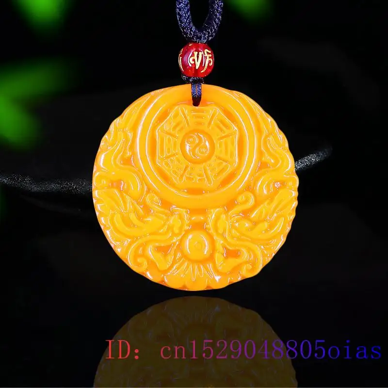 Women'S Fashion Jewellery - الأصفر اليشم قلادة على شكل تنين