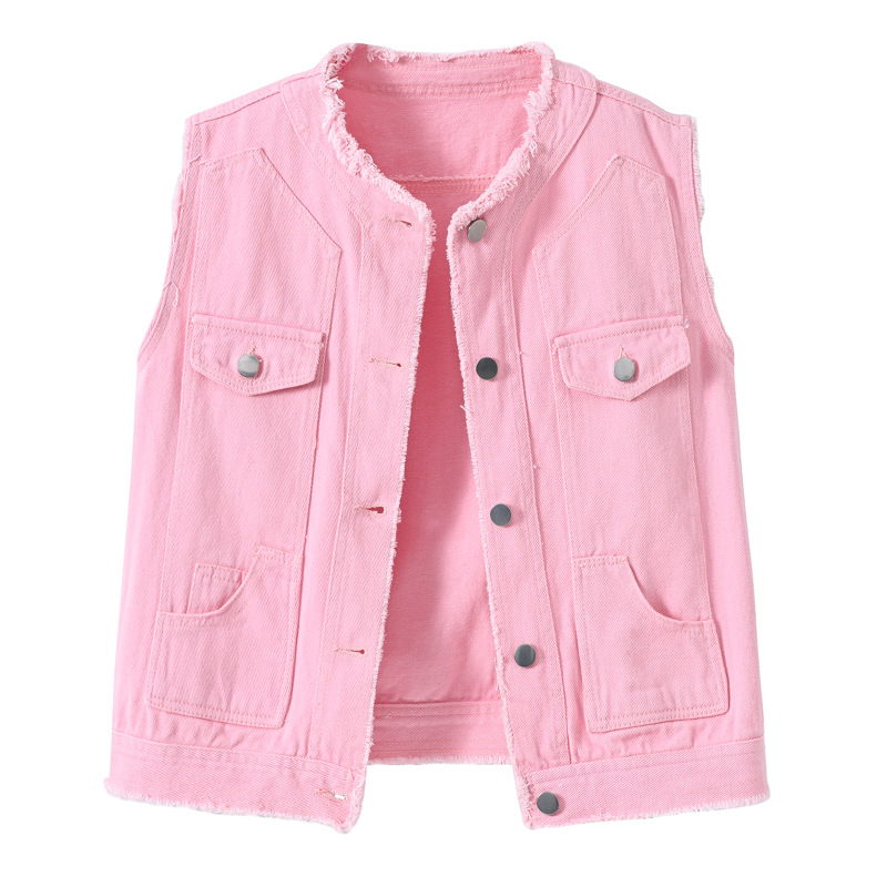 Women'S Fashion Vest Tops - سترة نسائية صيفية من الدنيم بدون