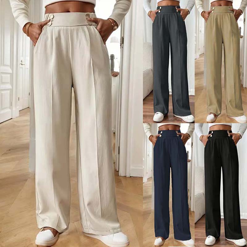 Mom Jeans Women - بنطال نسائي عالي الخصر وواسع الساق