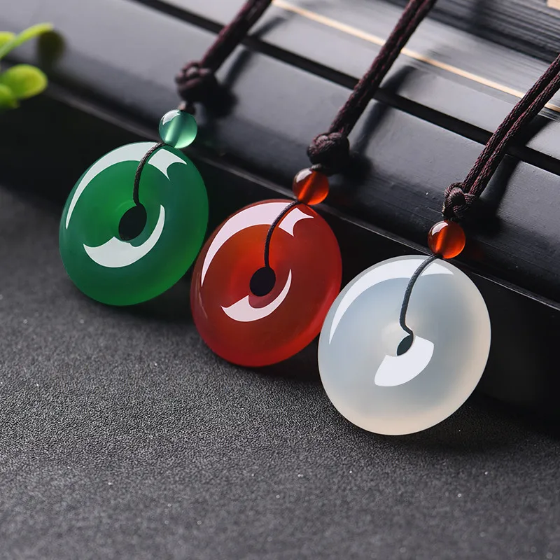 Women'S Fashion Jewellery - قلادة اليشم الطبيعية على شكل دونات