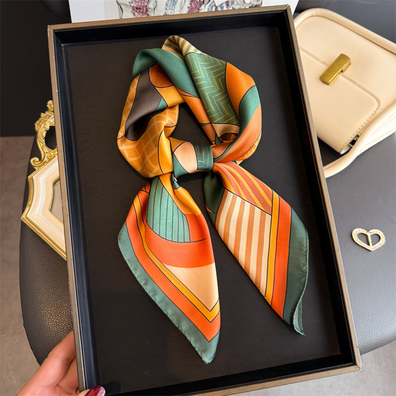 Women Fashion Necktie - 2026 جديد الهندسة طباعة الحرير أوشحة