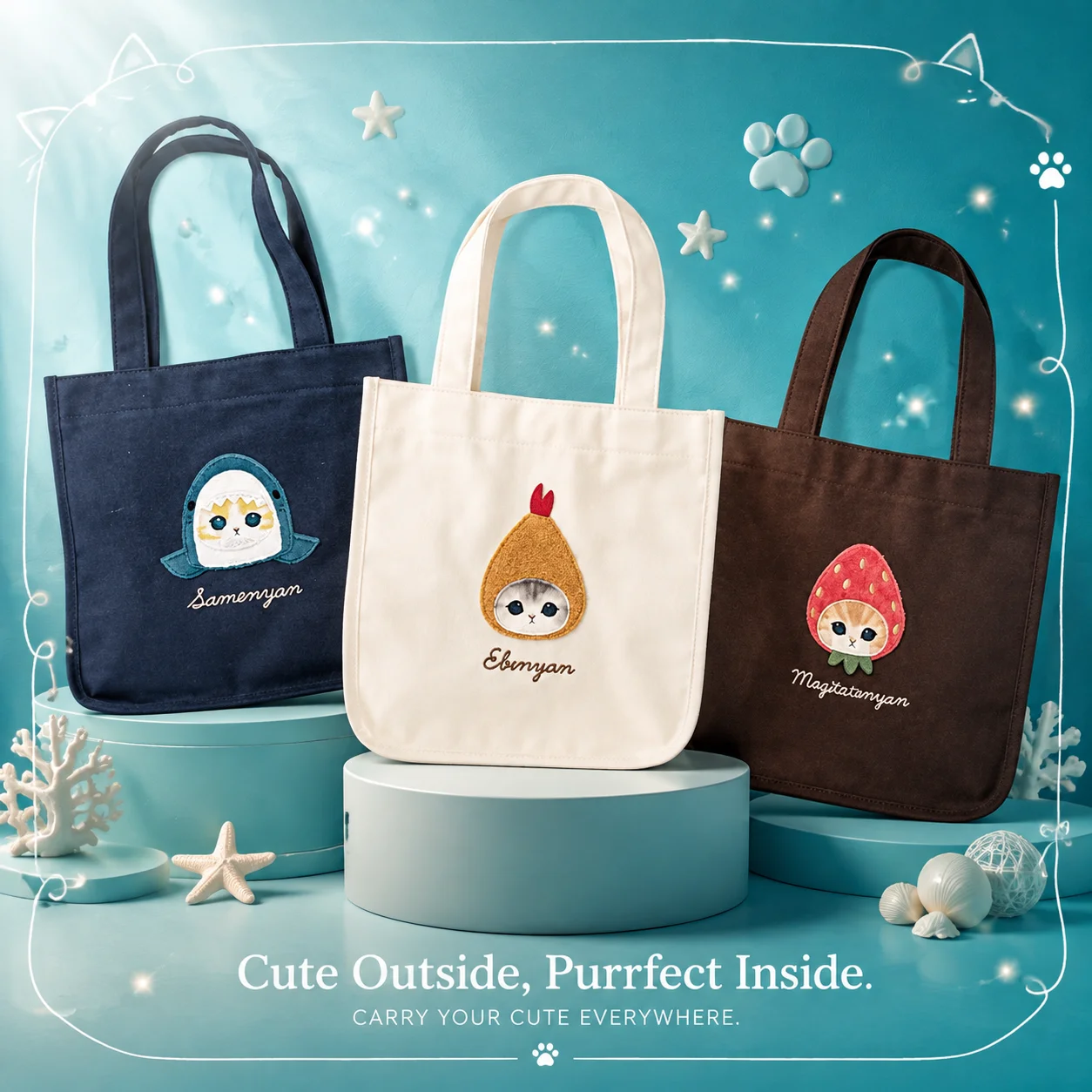 Canvas Tote Bag - حقيبة كتف قماشية يدوية الصنع بتصميم