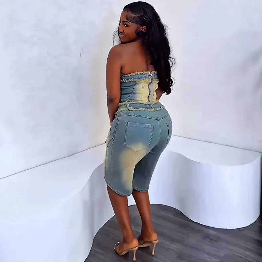 Women Fashion Jeans - بدلات الدنيم النسائية الأوروبية والأمريكية. بلوزة