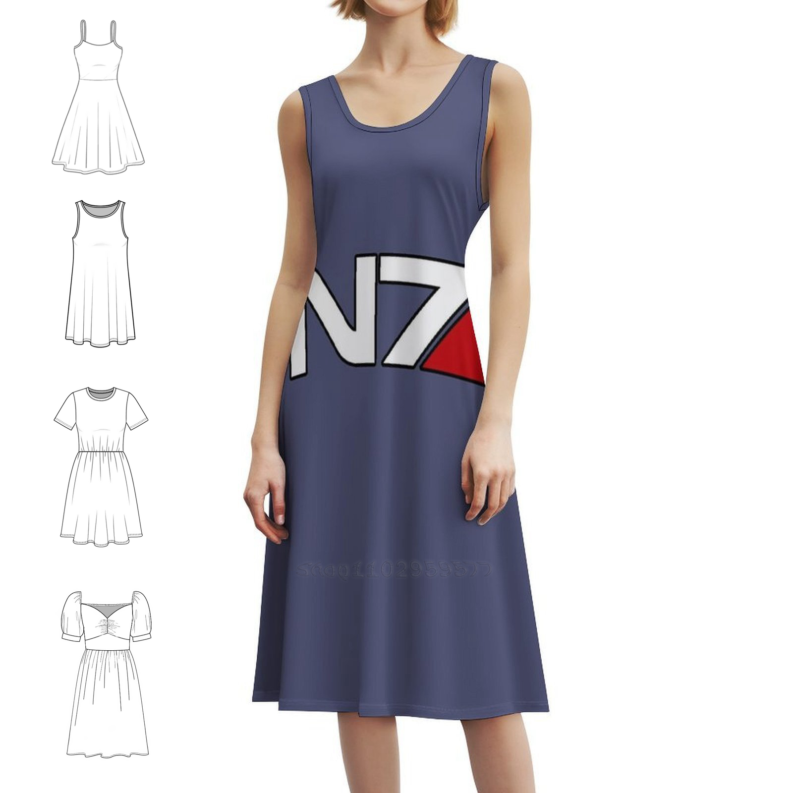 Floral Summer Dress - N7 شعار الأزهار سموك فستان للنساء