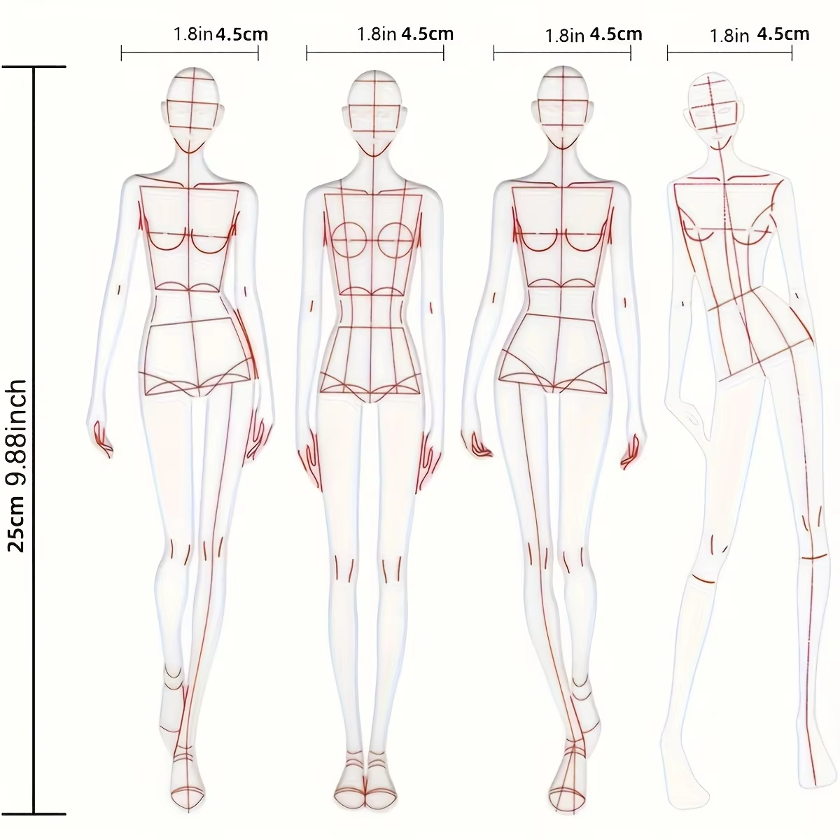 مجموعة واحدة من قوالب الرسم ال - مراجعة Women Fashion Figure Template وسعره