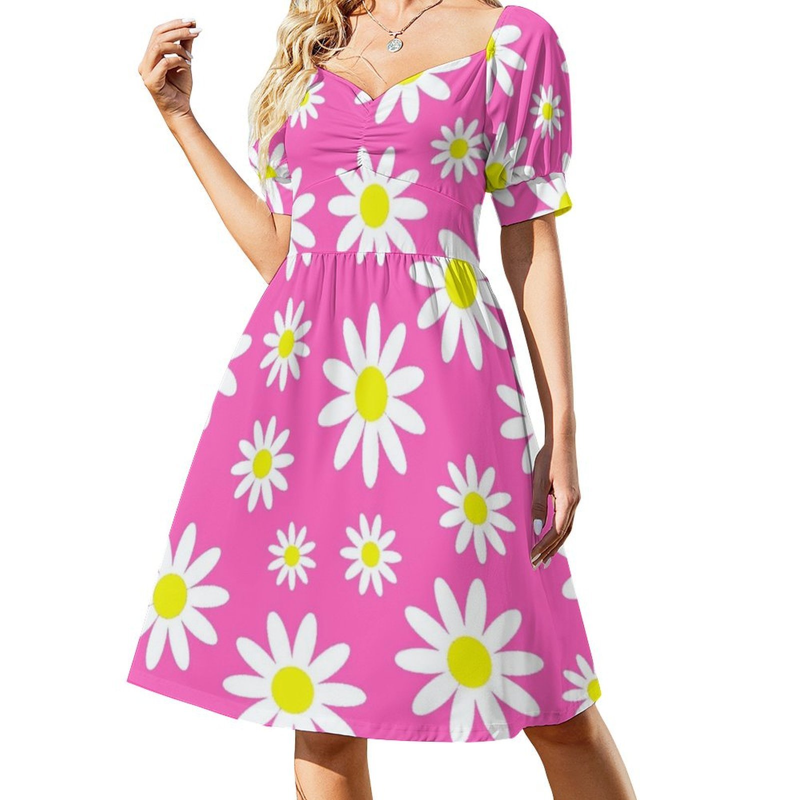 الوردي الإقحوانات ديزي الأزهار - مراجعة Floral Summer Dress وسعره