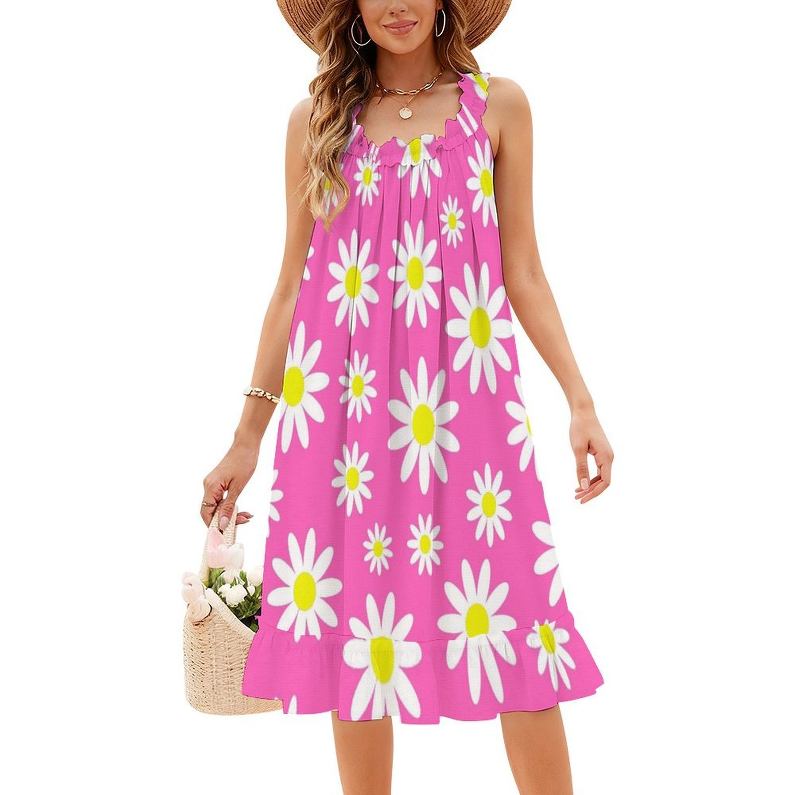 الوردي الإقحوانات ديزي الأزهار - مراجعة Floral Summer Dress وسعره