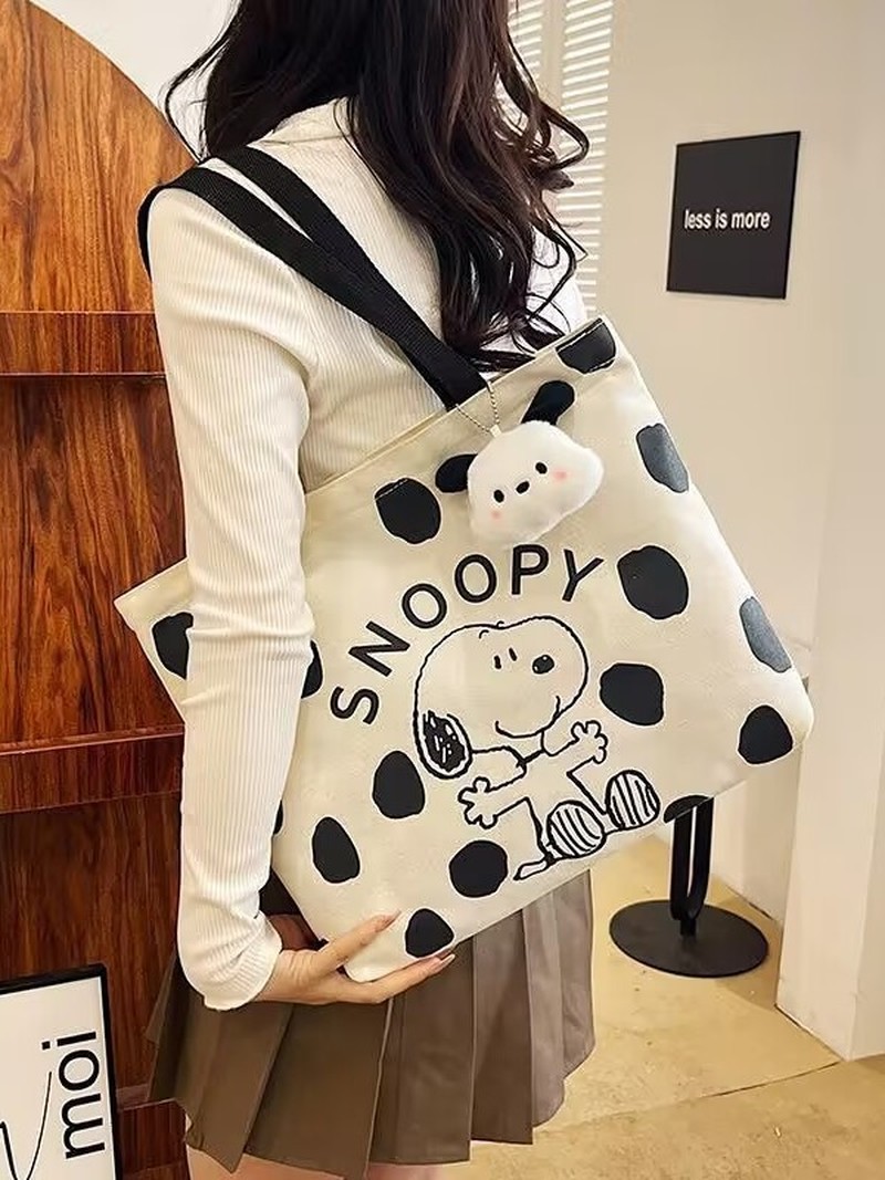 حقيبة كتف قماشية بتصميم سنوبي  - مراجعة Canvas Tote Bag وسعره