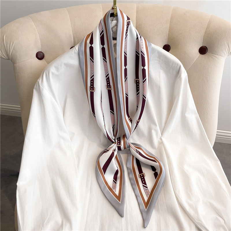 وشاح حريري طويل مطبوع أنيق للن - مراجعة Women Fashion Necktie وسعره