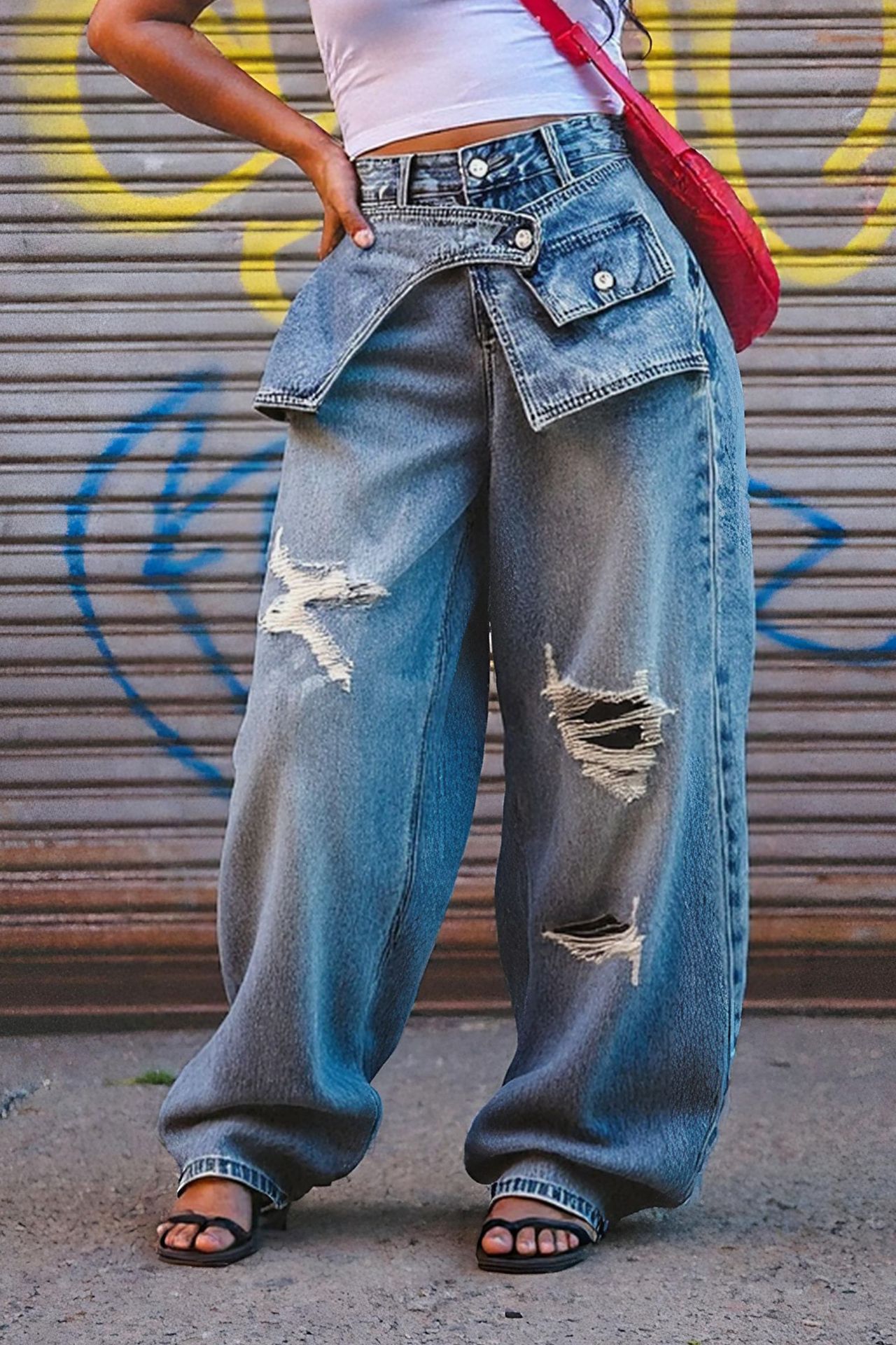 بنطلون جينز نسائي مستقيم ممزق  - مراجعة Mom Jeans Women وسعره