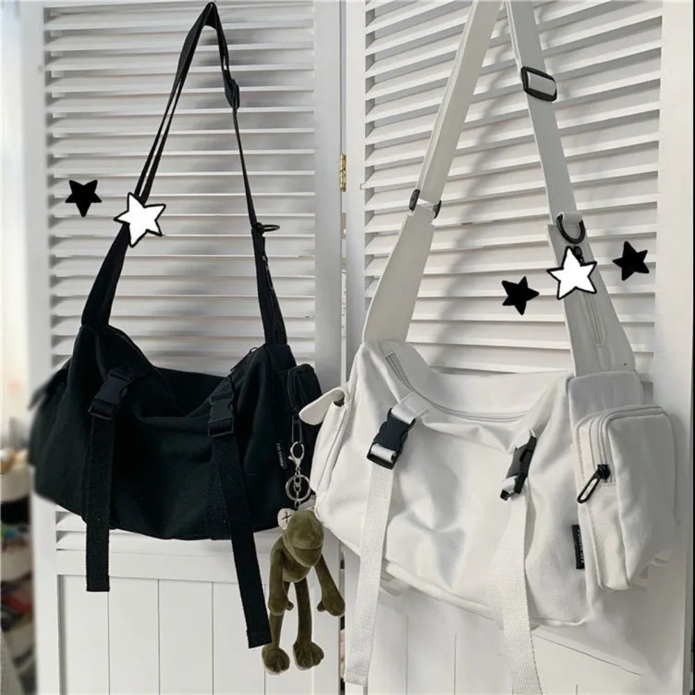 حقيبة كروس سوداء مع جيوب للنسا - مراجعة Canvas Tote Bag وسعره