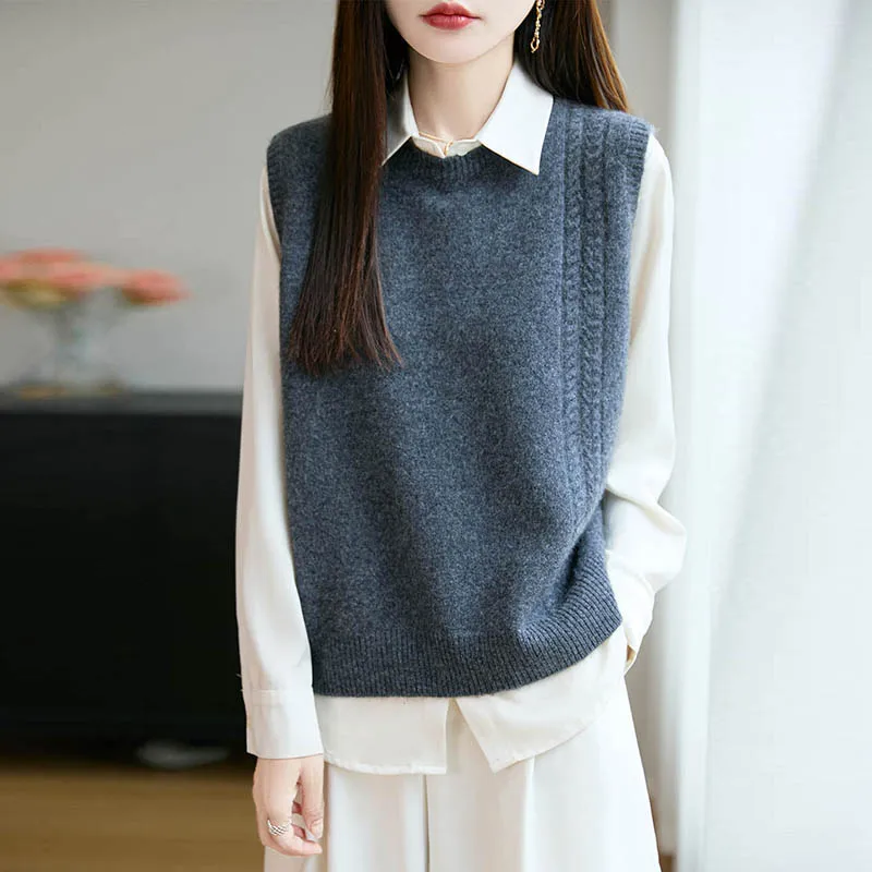 سترة نسائية بدون أكمام من صوف  - مراجعة Knitted Vest Women وسعره