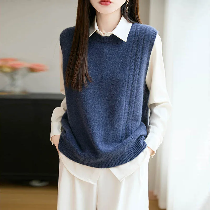 سترة نسائية بدون أكمام من صوف  - مراجعة Knitted Vest Women وسعره